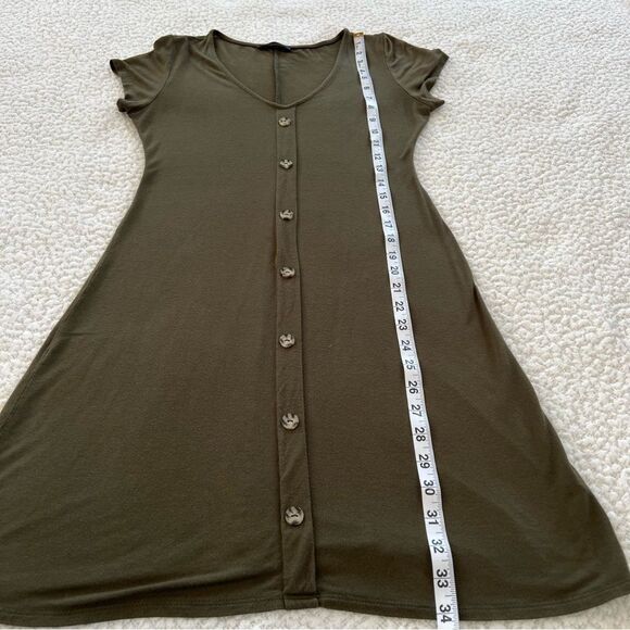 Shinestar Olive Green Lightweight Rayon Spandex Knit V Neck Size M - Picture 7 of 11